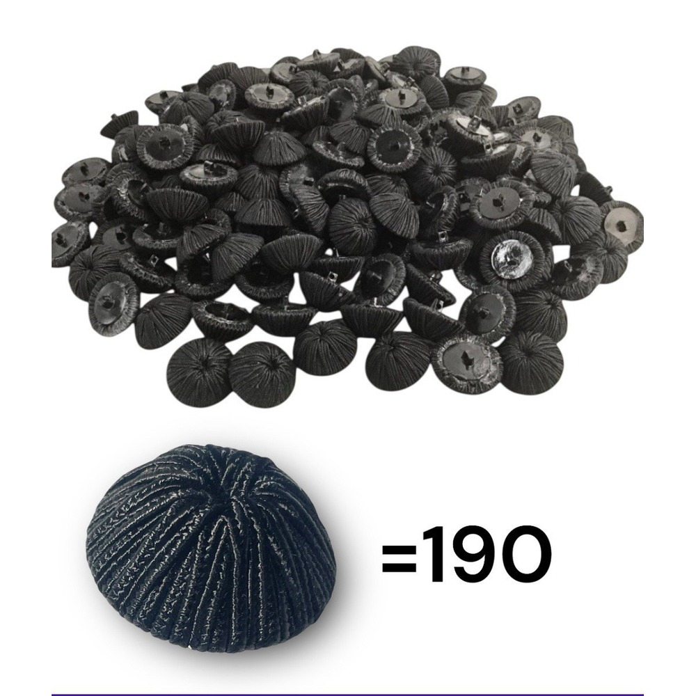 Vintage Black Fabric Cord Wrapped Buttons Lot of 190 Sewing Craft Supplies DIY